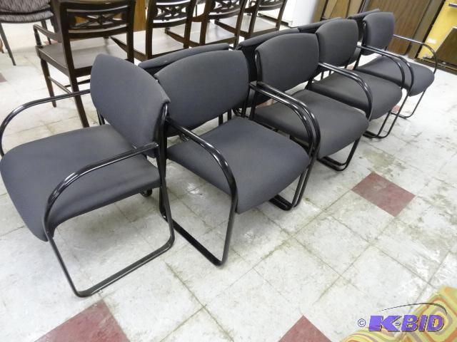 lot 197 image: 9 Matching Metal Framed Side Chairs...