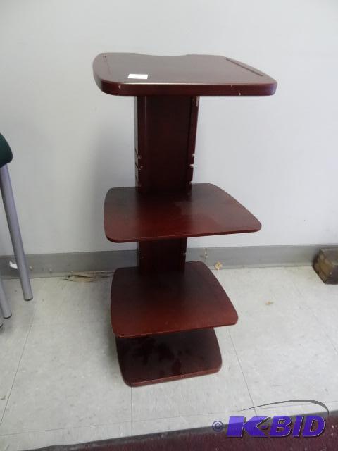 lot 2 image: Wood Stand with 2 Adjustable Shelves. 12 X 12...