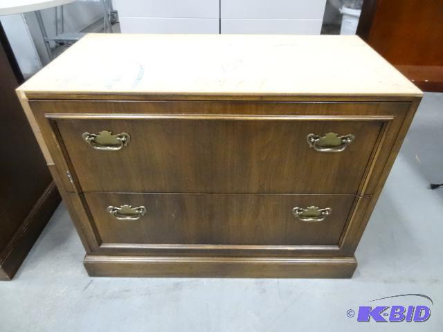 lot 221 image: 36" Wood 2 Drawer Lateral File. Unfinish...