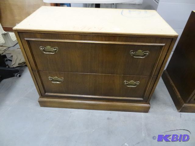 lot 222 image: 36" Wood 2 Drawer Lateral File. Unfinish...