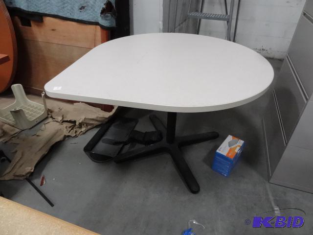 lot 223 image: Tear Drop Shape Top Table with Metal Base. 49...