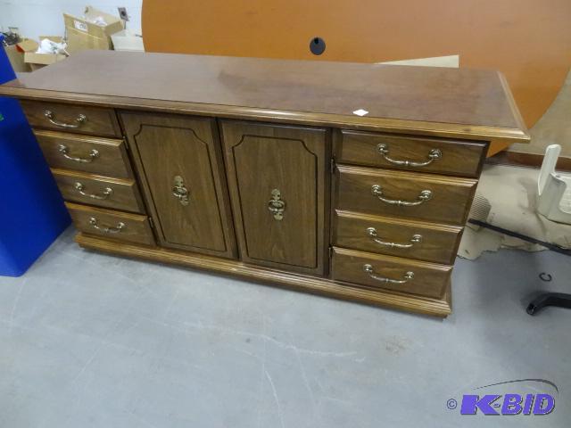 lot 225 image: Wood Office Credenza. 6 Drawer and 2 Door 66 ...