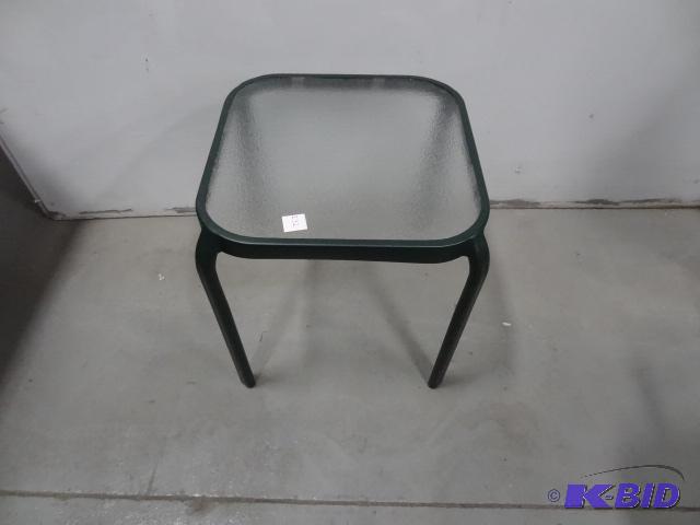 lot 232 image: Glass Top Patio Table 16 X 16 X 17...