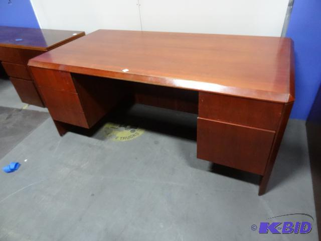 lot 246 image: Wood Office Desk. 5 Drawer 72 X 36 X 30...