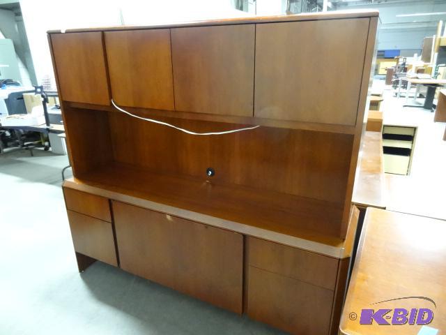 lot 248 image: Office Credenza with Lighted Hutch. 4 Doors o...