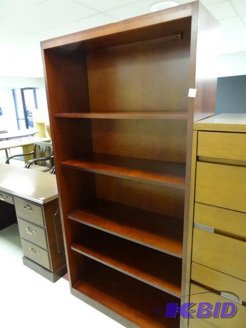lot 37 image: Wood Book Case. 36 X 15 X 72. 4 Adjustable Sh...