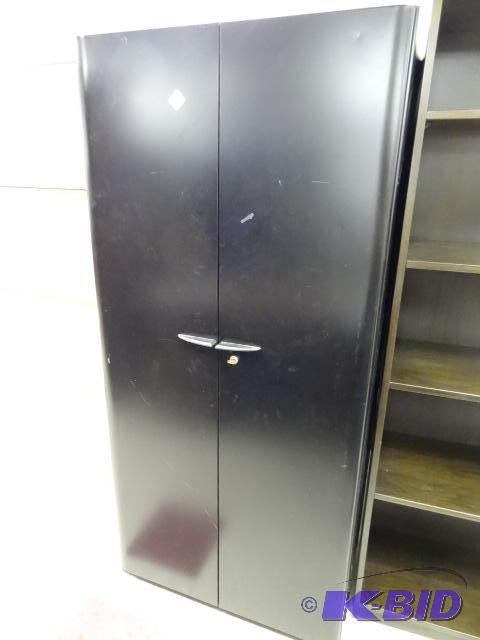lot 42 image: Metal 2 Door Cabinet. 3 Shelves. 30 X 19 X 65...