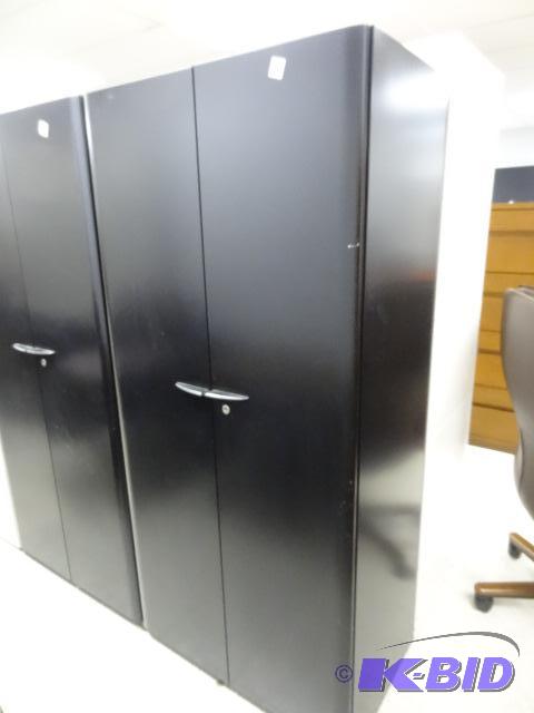 lot 55 image: 2 Door Metal Cabinet 2 Shelves 30 X 19 X 65...