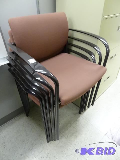 lot 61 image: 5 Matching Metal Framed Stack Chairs...