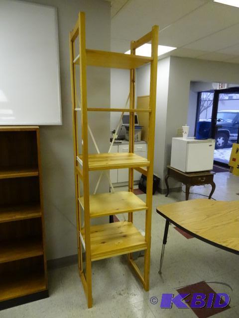 lot 71 image: 21 X 16 X 82 Wood book Shelf. 8 Adjustable Sh...