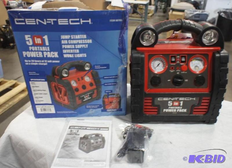 lot 25 image: NEW Cen-Tech 5n1 Portable Power Pack, Jump st...