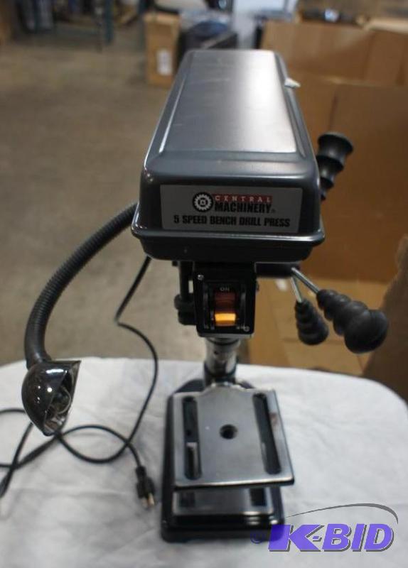lot 3 image: Central Machinery 5 speed bench drill press. ...