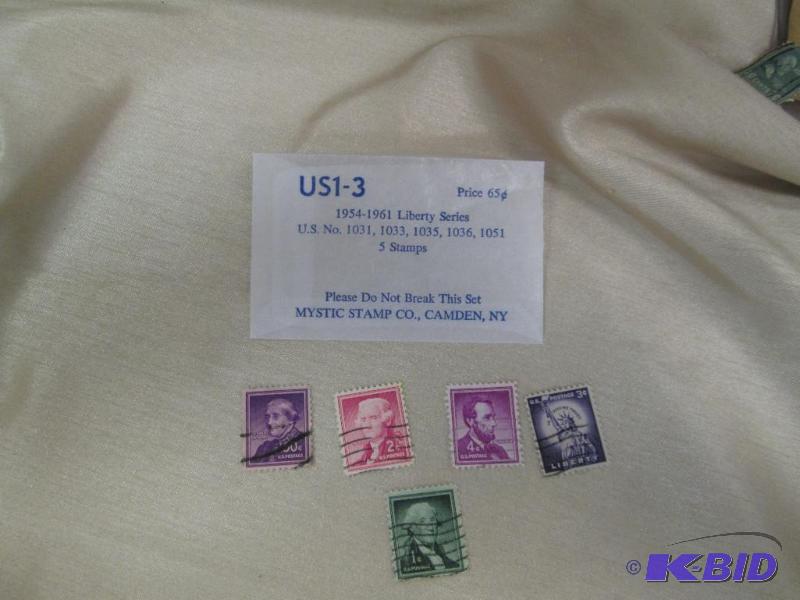 lot 142 image: Qty 5 US1-3 1954-1961 Liberty Series U.S. No....