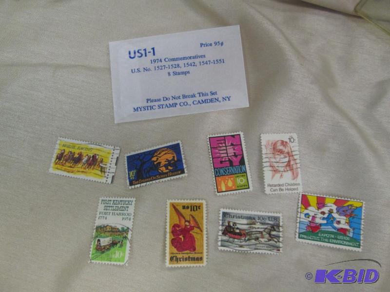 lot 146 image: Qty 8 Stamps Price .95 1974 Commemoratives U....
