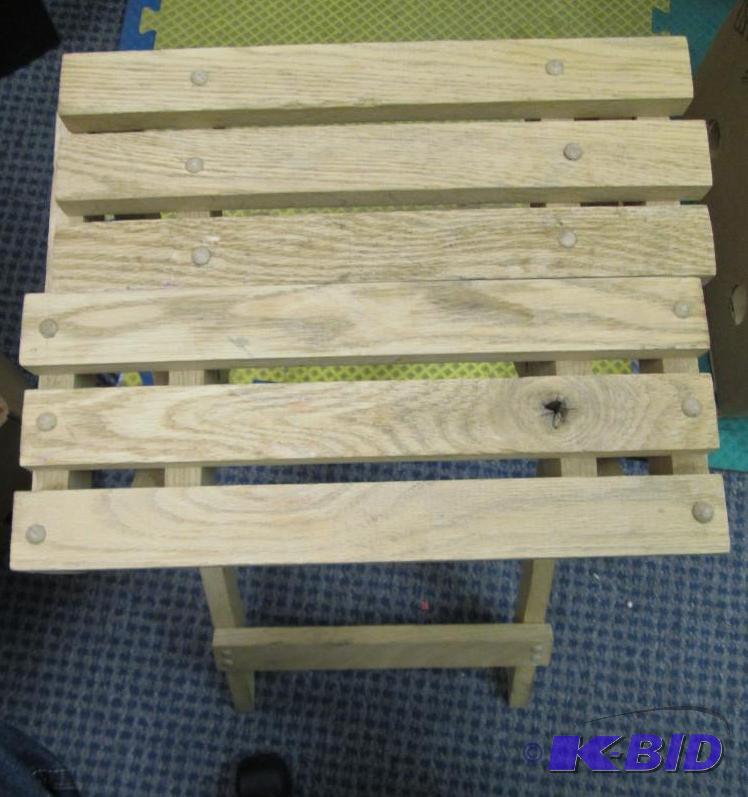 lot 92 image: small fold up wooden table...