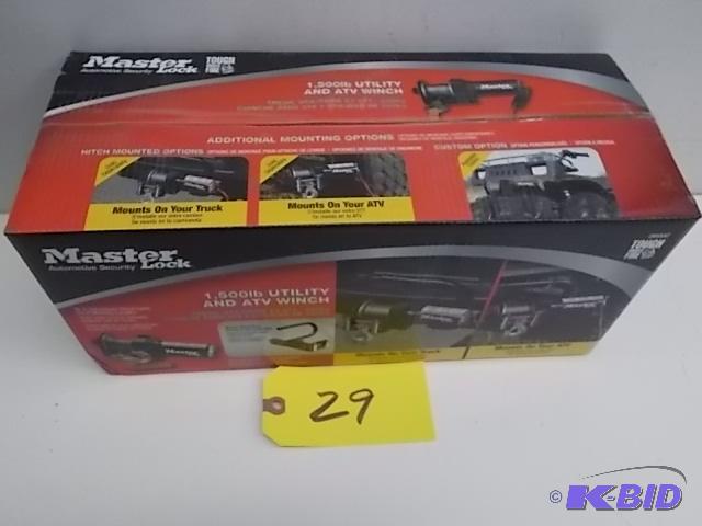 lot 29 image: Master Lock 1500 lb, 12 Volt Utility & AT...