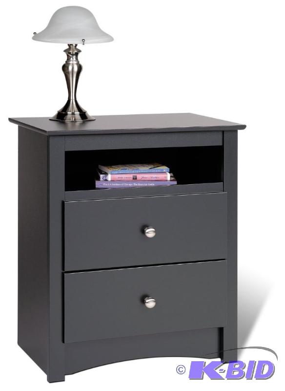 Prepac Sonoma Tall 2-Drawer Nightstand, Black