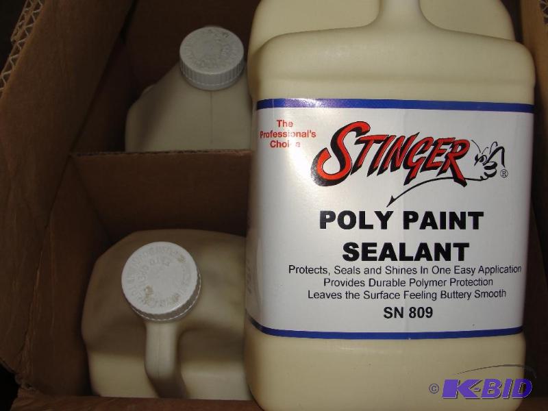 lot 29 image: Case of 4 gal. jugs Poly Paint Sealant...