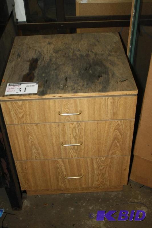 Wooden Storage Unit w3 Sliding Drawers