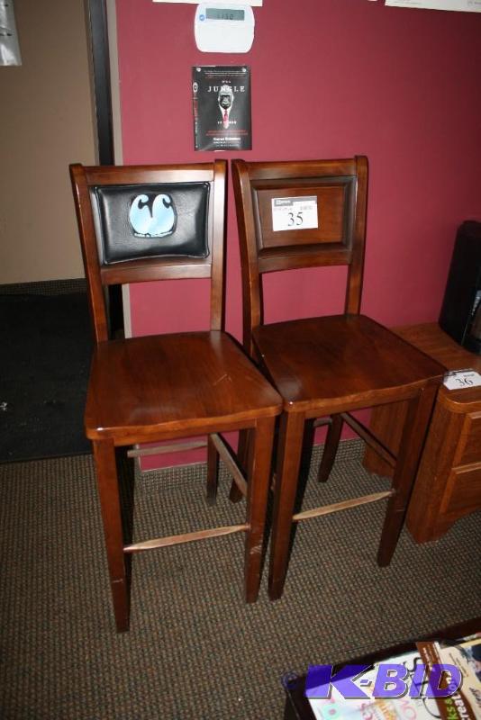 Vintage Wooden Chairs wGrid, 1 Has Decorative Vinyl Backing