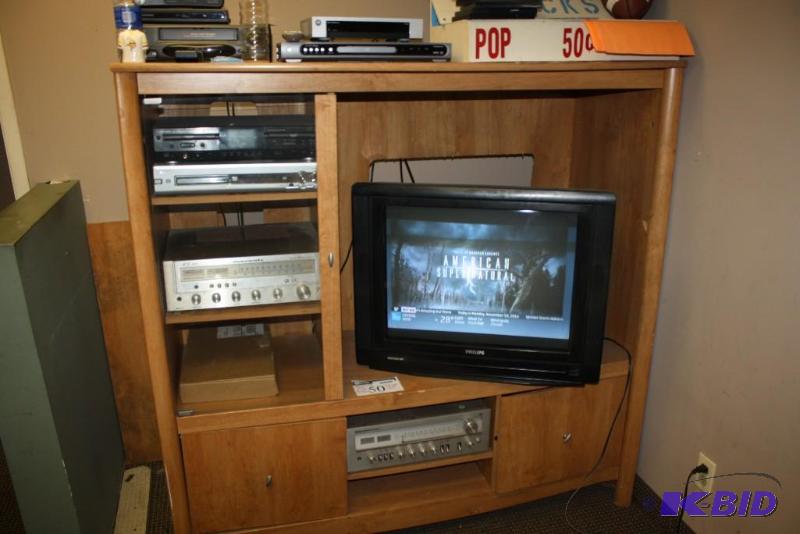 Wooden Entertainment Center & Phillips TV