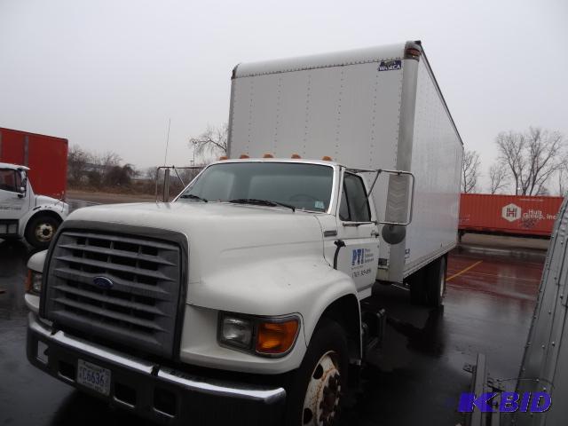 lot 2 image: 1997 Ford F series box truck. 102,833 miles o...