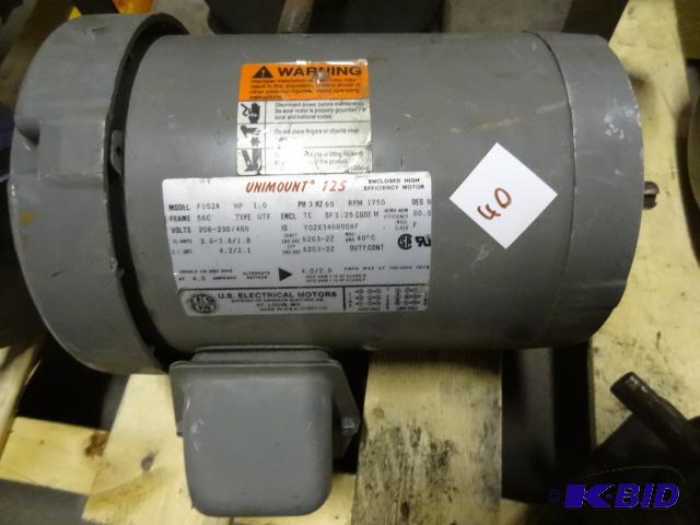 lot 40 image: US electric motor. 1.0 HP. 1750 RPM. 3 phase....