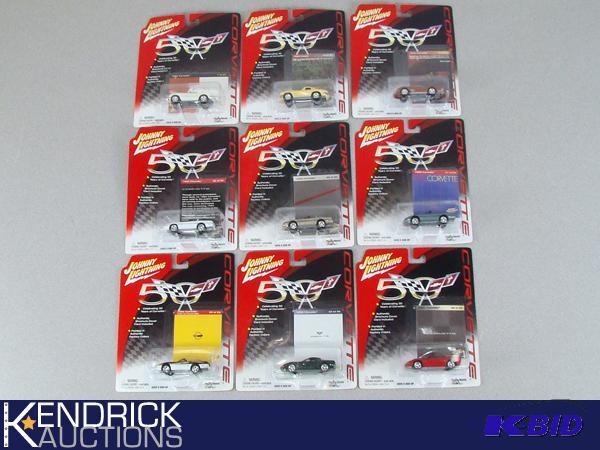 Lot of 9 164 Scale Carded Johnny Lightning Corvettes