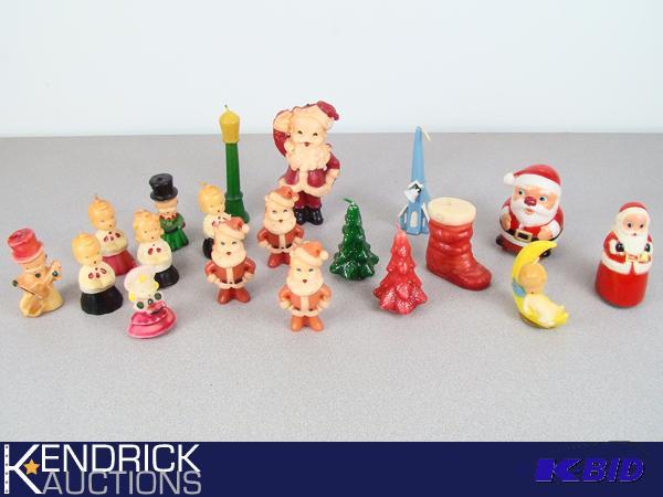 Lot of Vintage Gurley Novelty Co. Candle Figurines, and 2 Fun World Toy Santas