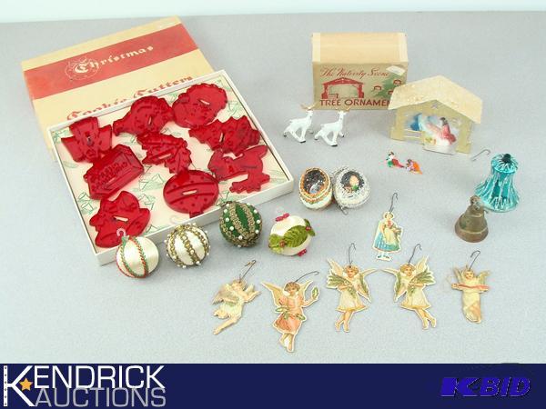 Lot of Vintage Christmas Ornaments, and Cookie Cutter Set