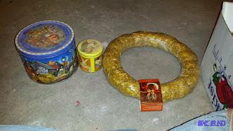 tins and a craft wreath...