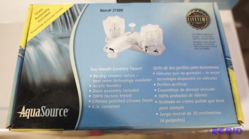 lot 19 image: New Aqua source two handle lavatory faucet. M...