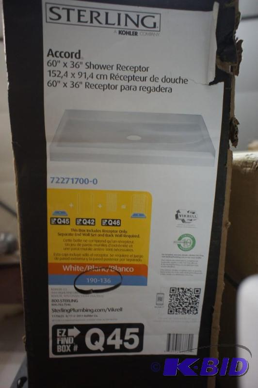 lot 20 image: New Sterling Accord Shower Receptor - 60"...