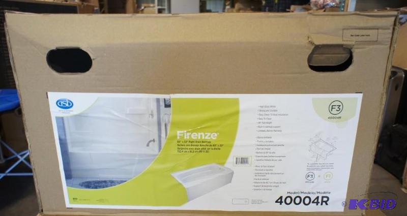 lot 4 image: New Firenze ASB Bath Tub  right drain. Dimen...