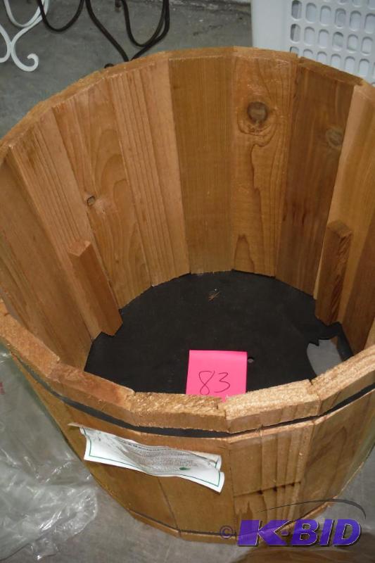 woden planter- hole in bottom.