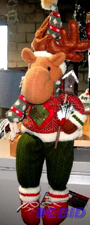 Christmas Moose holding a Bird House - Made o...