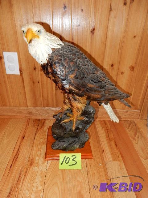 lot 103 image: Bald Eagle Statue.. 21 in H.. Made in China...