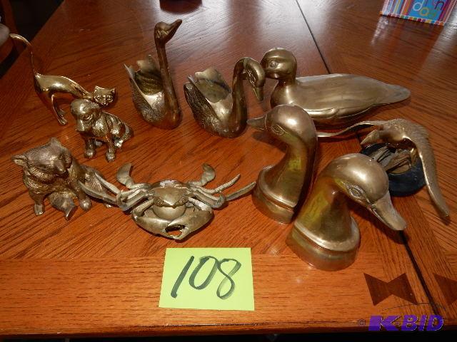 lot 108 image: Brass Animal items  Goose Book Ends ...