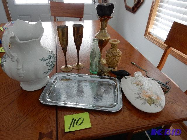 lot 110 image: Misc. Decorative items   Brass Stemmed Cups  ...