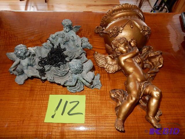 lot 112 image: CherubChildrenAngel Decor.. Hanging Child A...