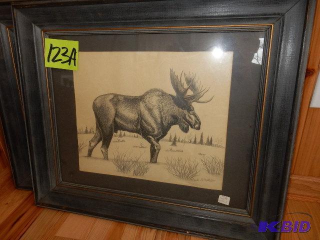 lot 123A image: Moose Picture.. Says ORIGINAL, by Dick Mathis...