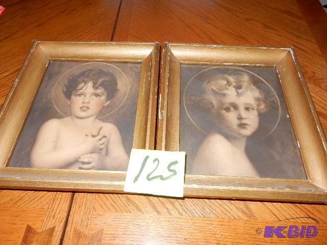 lot 125 image: 2 Childrens pictures. .They both have a HALO ...