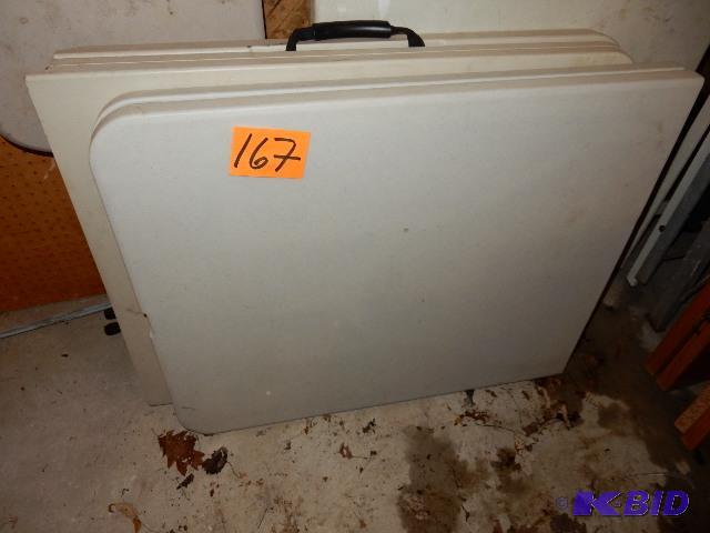 lot 167 image: 2, 6ft x 30 in Folding Banquet tables. .Plast...