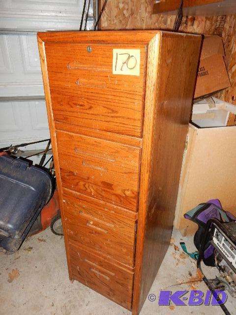 lot 170 image: Solid oak legal size file cabinet. 4 drawers ...