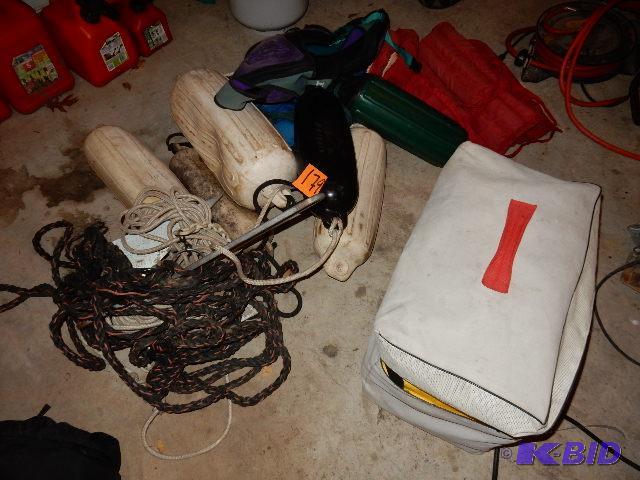 lot 179 image: Misc. Boating items.. LIfe jackets, Boat bump...