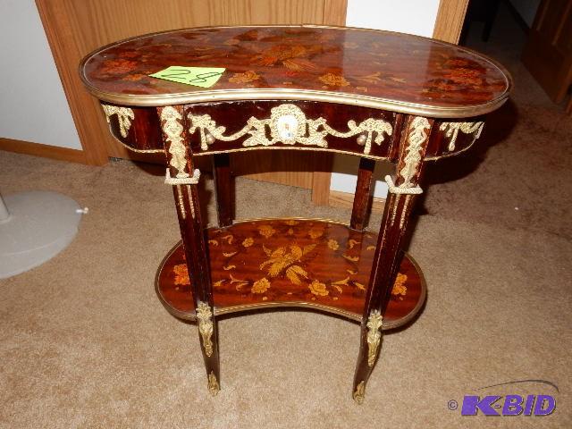 lot 28 image: Kidney shaped Occasional table with Brass tri...
