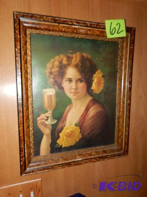 lot 62 image: A BABE havin a beer.. 20 in x 24in....