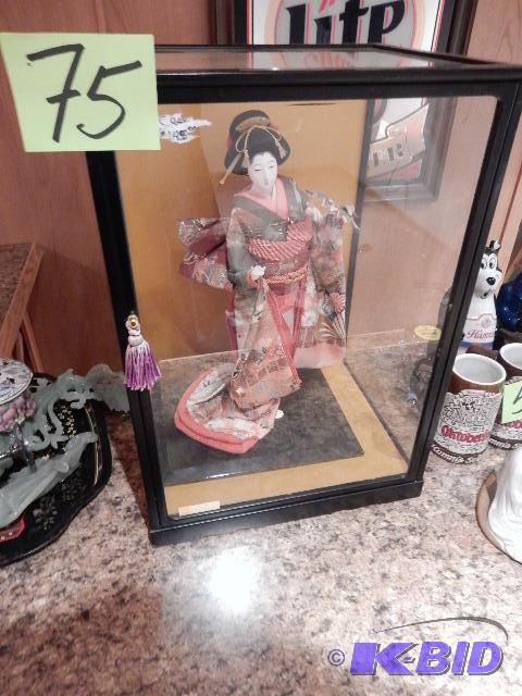 lot 75 image: GEisha Girl in Glass Case.. &quotKAWASAKI&qu...