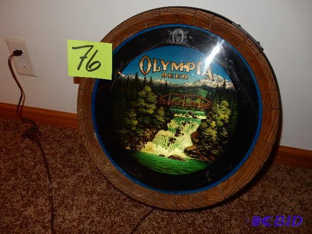 lot 76 image: OLYMPIA BEER Sign.. Lights and works well....