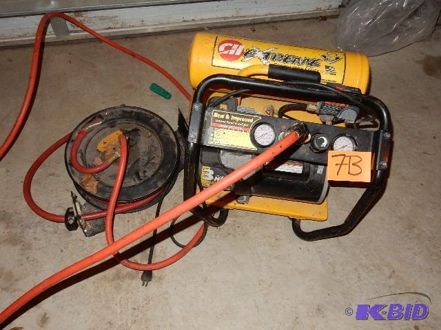 lot 7B image: Contractor Series CH Air Compressor and Hose ...